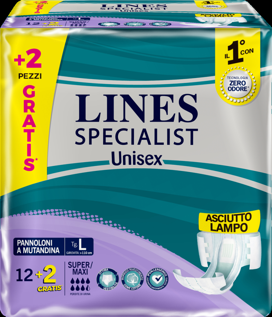 Lines specialist pants per incontinenza super maxi assorbenza large - 12pz  +2