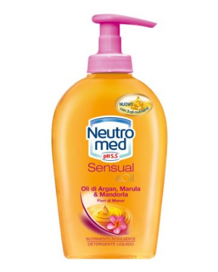 Neutromed sapone liquido ph 5.5 sensual & oil con olii di argan marula e  mandorla fiori di monoi - 300ml