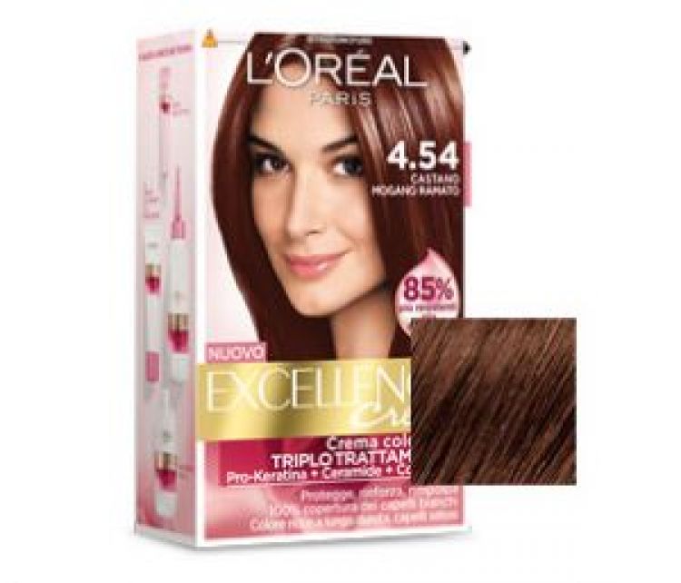 Loreal Excellence Creme 454 Castano Mogano Ramato Tintura Per Capelli