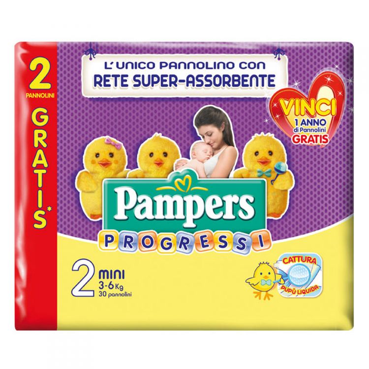 Pampers progressi 2 pannolini mini (3-6 kg) - 30pz