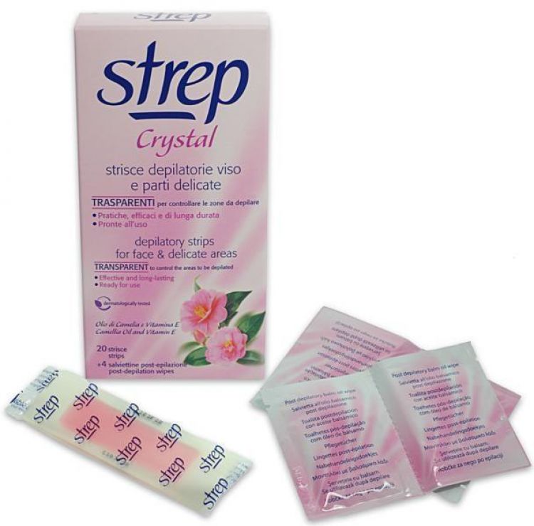 Strep crystal strisce depilatorie viso e parti delicate trasparenti - 20pz