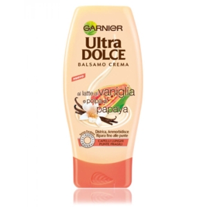 GARNIER Ultra Dolce Balsamo Crema Latte di Vaniglia e Polpa di Papaya Capelli Lunghi Punte Fragili - 200ml