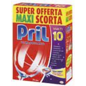 PRIL Ultra Brillante Multi 10 Pastiglie Nuova Formula Extra-Solubile Azione Immediata - 70pz