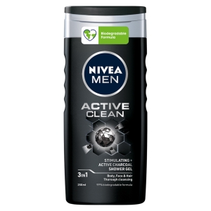 NIVEA Men Active Clean Doccia Gel Viso Corpo e Capelli - 250ml