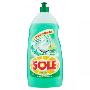 SOLE Piatti Limone Verde Detersivo Liquido Formula Potenziata - 1100 ml