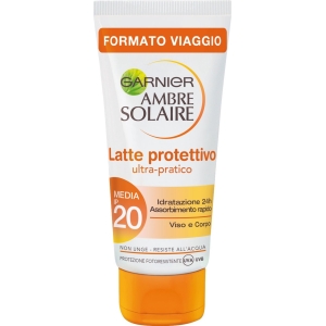 GARNIER Ambre Solaire Latte Protettivo Ultra Pratico per Viso e Corpo Protezone Media 20 - 50ml