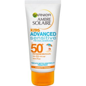 GARNIER Ambre Solaire Advanced Sensitive Crema Solare Bambini con Long UVA e UVB Molto Alta 50+ - 50ML