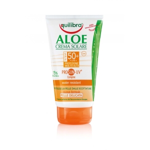 EQUILIBRA Aloe Crema Solare con 20% Aloe Vera Protezione Molto Alta 50+ Pelli Delicate - 150ml