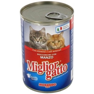MIGLIOR GATTO Lattina Bocconcini Manzo Vitamine e Sali Minerali - 400gr