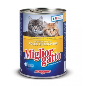 MIGLIOR GATTO Lattina Bocconcini Pollo Tacchino Vitamine e Sali Minerali- 400gr