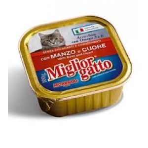 MIGLIOR GATTO Bocconcini Manzo Cuore Senza Coloranti e Conservanti - 100gr