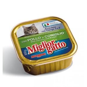 MIGLIOR GATTO Bocconcini Pollo Coniglio Senza Coloranti o Conservanti - 100gr