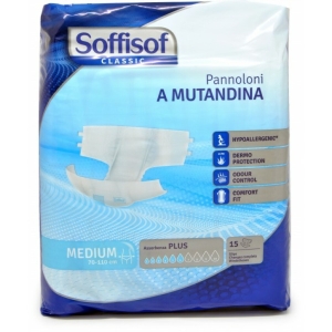 SOFFISOF Classic Pannoloni Elasticizzati per Adulti a Mutandina Taglia Media - 15pz