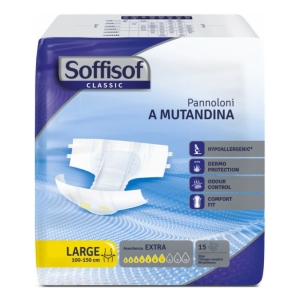 SOFFISOF Classic Pannoloni per Adulti Elasticizzati a Mutandina Taglia Grande - 15pz