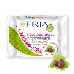 FRIA Salviette Struccanti Bio Formula all'Acqua Micellare con Estratto di Vite Rossa - 20pz