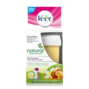 VEET Easy Wax Elettrico Roll-on Ricarica Natural Ispirations per Tutti i Tipi di Pelle con Olio di Argan