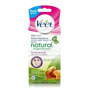 VEET Strisce Depilatorie Viso Natural Ispirations per Tutti i Tipi di Pelle con Olio di Argan - 16pz