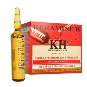 KERAMINE H Rinforzante Capelli Grassi Formula Potenziata con Aminoacidi Fiale Trattamento Intensivo per Capelli Deboli Sottili e Facili a Spezzarsi - 10pz