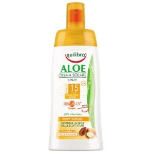 EQUILIBRA Crema Solare Spray con 20% Aloe Vera e Olio di Argan Protezione Media 15 - 150ml