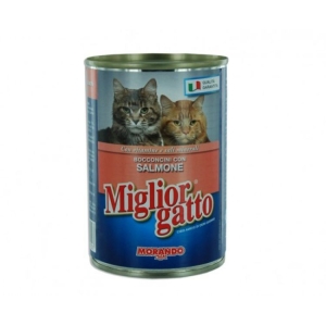 MIGLIOR GATTO Lattina Bocconcini Salmone Vitamine e Sali Minerali - 400gr