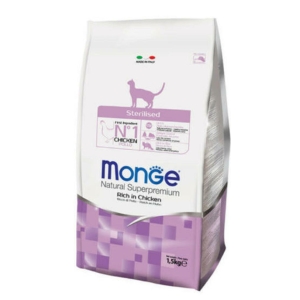 MONGE Crocchette Gatto Sterilizzato Ricche in Pollo - 1,5kg