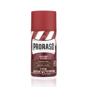 PRORASO Schiuma da Barba Emolliente e Lenitiva Rossa per Barbe Dure - 300ml