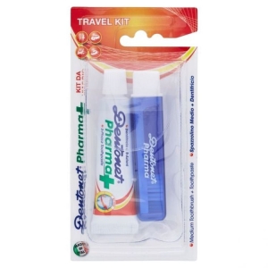 Dentonet kit da viaggio spazzolino setole medie + dentifricio ideale per carie, tartaro e infiammazioni gengivali 25ml