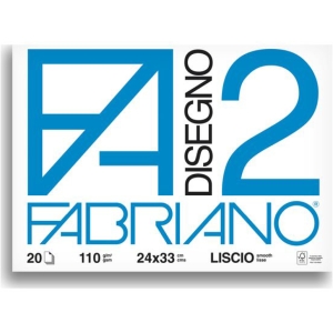 FABRIANO Album da Disegno F2 Fogli Lisci 24x33 cm - 20 fogli