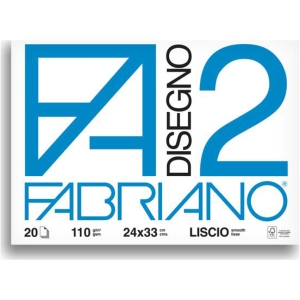 FABRIANO Album da Disegno F2 Fogli Lisci 24x33 cm - 20 fogli