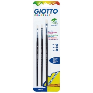 GIOTTO Set Pennelli Punta Piattaper Pittura ad Olio - 3 pz