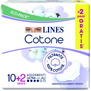 LINES Cotone Assorbenti Ultra con Ali - 10pz +2 gratis