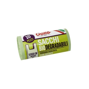 GALLO Sacchetti Biodegradabili con Manico 53cm x 68cm - 15pz