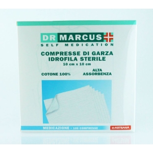 DR MARCUS Compresse di garza idrofila sterile 10 cm x 10 cm - 100 pezzi