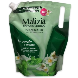 MALIZIA Sapone Liquido Ricarica con Antibatterico alla Menta e Tè Verde - 1 l