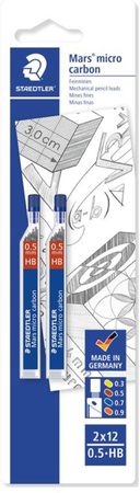 Mine Di Ricambio Staedtler Micro Carbon Per Portamine 0.7 Mm – Tubo Da 12 Mine HB, Grafite Di Alta Qualità, Scrittura Precisa E Resistente