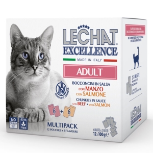 MONGE Excellance Adult Gatto Bocconcini Manzo e Salmone - 12 buste