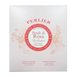 PERLIER Confezione Petali di Rosa - doccia schiuma + sapone liquido