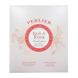 PERLIER Confezione Petali di Rosa - doccia schiuma + sapone liquido 