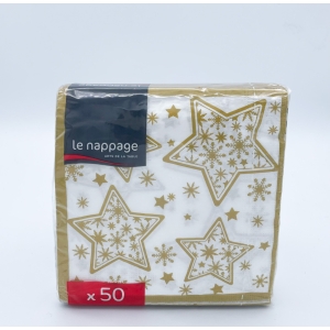 LE NAPPAGE Tovaglioli di Natale Stelle Oro 33x33cm - 50pz