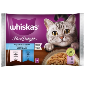 WHISKAS Pure Delight Bocconcini di Pesce Tonno e Salmone 4*85gr