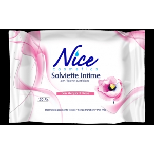 NICE Salviette Intime con Acqua di Rose - 20 pezzi