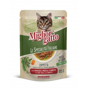 MIGLIOR GATTO Specialità Italiane Zuppetta con Manzo, Piselli e Carote - 85gr