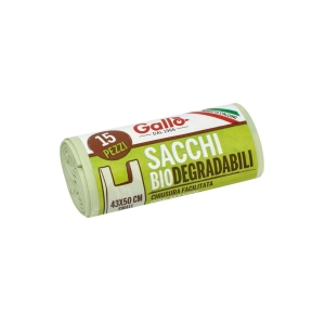 GALLO Sacchetti Biodegradabili con Manico 43cm x 50cm - 15pz