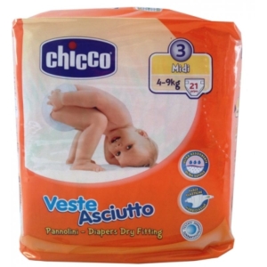 CHICCO Veste Asciutto 21 Pannolini Midi Tipo 3 (4-9kg) - 1pz