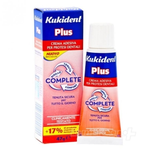 KUKIDENT Plus Crema Adesiva per Protesi Dentarie Complete e Dentiere Tenuta Sicura - 47gr