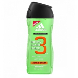 ADIDAS Body Hair Face 3 Bagnodoccia Gel e Shampoo Active Start con Provitamina B5 - 250ml