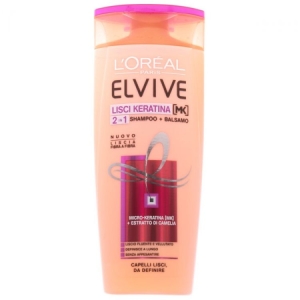 L'OREAL Elvive Color-Vive Lisci Keratin 2in1 Shampoo-Balsamo Capelli Lisci da Definire - 250ml